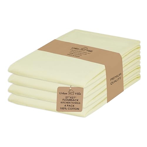 Kitchen Towels Cotton Dish Towels 27”x27” (27" x 27" (Set of 4) / 139 Ivory)