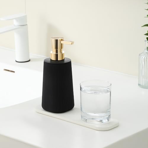 Small Soap Dispenser for Bathroom and Kitchen Matte Black and Gold (Black and Gold)