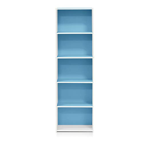 LUDER Book Shelf (White/Light Blue / 5-Tier)