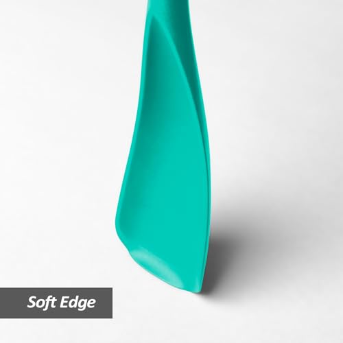 Silicone Cooking Spoon Spatula For Non (Teal_2-PCS)