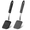 2 Pcs Mini Silicone Cookie Brownie Spatula (Solid Flat / Black, Grey)
