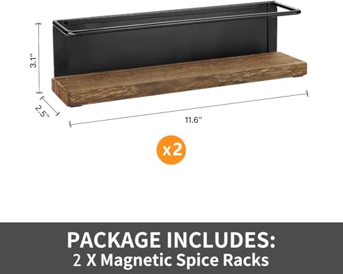 2 Pack Strong Magnetic Spice Rack Organizer for Refrigerator and Microwave Oven