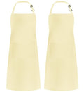 2 Pack Adjustable Bib Apron Waterdrop Resistant with 2 Pockets Cooking Kitchen Aprons for Women Men Chef (Cream / 2 Polyester)