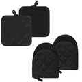 Oven Mitts and Pot Holders Set (Black / 4 Pieces Set)