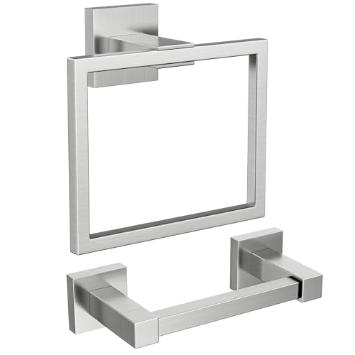 Toilet Paper Holder and Towel Ring Set (Stainless Steel)