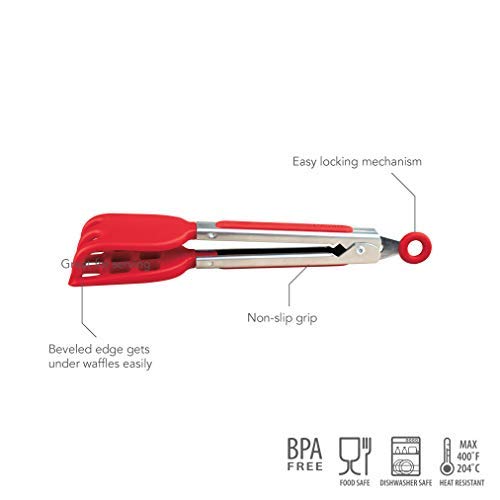 Mini Easy Grip Waffle Tongs Holder (Red)
