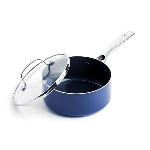 2QT Diamond Infused Ceramic Nonstick Sauce Pan with Lid (2 Quart Saucepan)