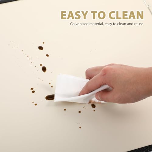 4 Sided Beige Splatter Guard Foldable Stainless Steel Stove Splash Guard Oil Splatter Screens for Frying Kitchen Backsplash Protector Nonstick Oil Splatter Guard for Cooking (Beige)
