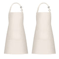 2 Pack 100% Cotton Aprons with 2 Pockets Cooking Chef Kitchen Adjustable Bib Apron for Women Men (Beige)