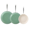 Non Stick Ceramic Frying Pan Set (Green / 8+9.5+11 inch)