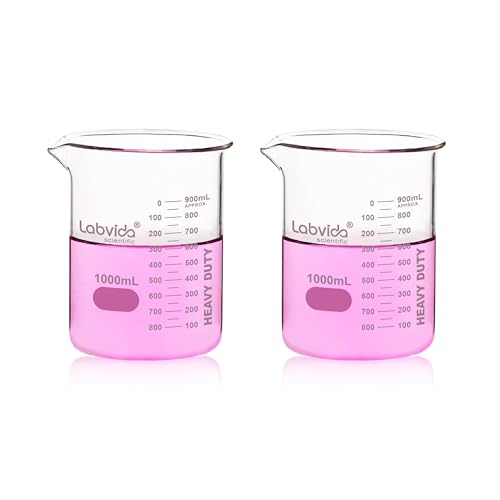 2pcs 1000ml Upgrated Thick Glass Beakers (2pcs of Vol.1000ml)