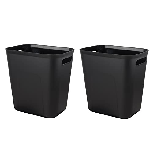 Plastic Small Bathroom Trash Can Wastebasket (Black / 3.5 Gallon/2 Pack)