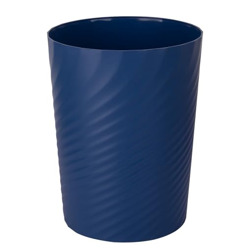 Plastic Small Bathroom Trash Can Wastebasket Garbage Can (Navy Blue / 1.8 Gallon/1 Pack)