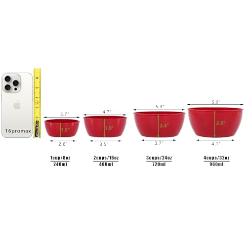 4 Piece Classic Plastic Bowls with Lids (Red)
