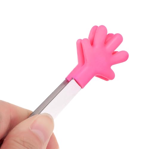 Mini Food Tongs 5.5" Pattern Shape Stainless Steel with Silicon Tips Small Cooking Tongs Kitchen Food Tongs Serving Tongs for Cooking Grilling BBQ Barbecue Kitchen (RoseRed)