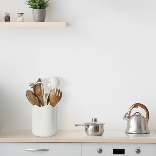 Ceramic Utensil Holder for Kitchen Counter (White / 6.2")