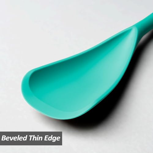 Silicone Cooking Spoon Spatula For Non (Teal_2-PCS)