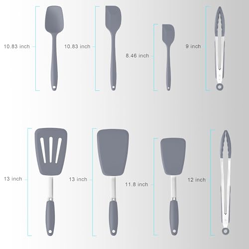5 Piece Silicone Spatulas Set with Tongs (Z-Grey)