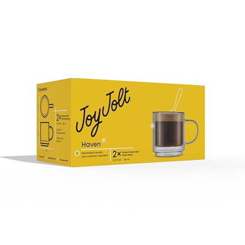 Haven Stackable Fluted Glass Mugs (Fluted Mugs)