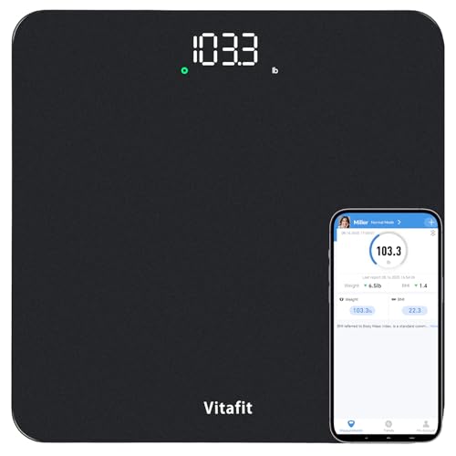 Smart Digital Bathroom Scale for Body Weight (Smart Scale Spray Silver Black 400lb)