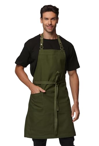 Chef Men Canvas Waterproof Apron Pocket 4251GB (3 Pack / Army Green)