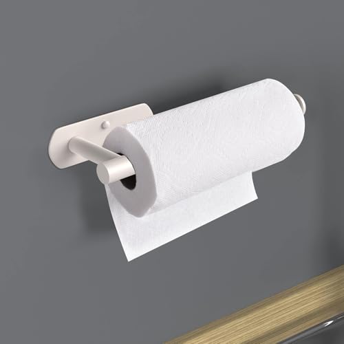 Adhesive Paper Towel Holder Under Cabinet Wall Mount for Kitchen Paper Towel (Brown / 2 Pack)
