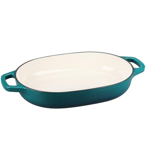 Enameled Cast Iron Oval Dutch Oven Pot with Lid (Darkcyan / 7 Quart)
