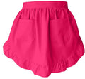 Women’s Waist Aprons with White Pockets Half Server Home Waitress Vintage Servant Apron for Kitchen Cooking (Dark Pink)