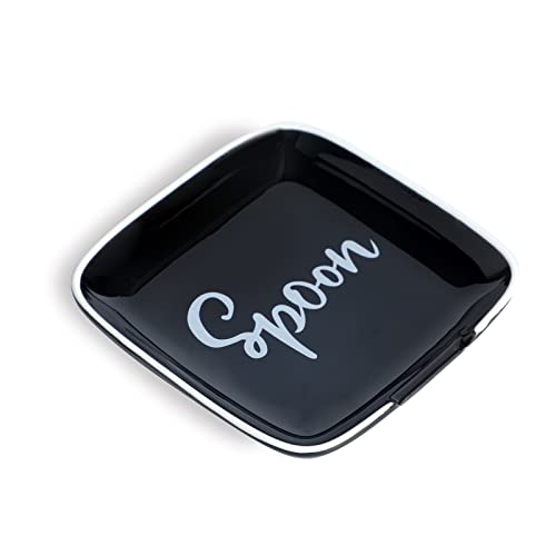 Farmhouse Ceramic 4.75 Inch Spoon Rest for Kitchen (Black)