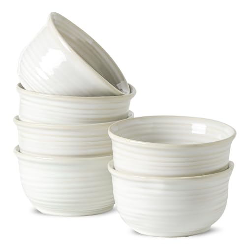Cereal Bowls 20 Ounce Soup Bowls Set of 6 (Clay-Infused White / 20 Ounce)