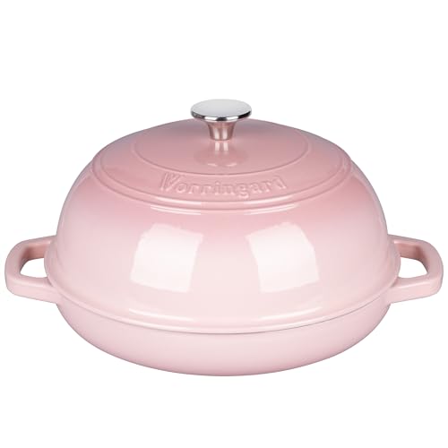 Enameled Cast Iron Dutch Oven Pot with Lid (Pink)