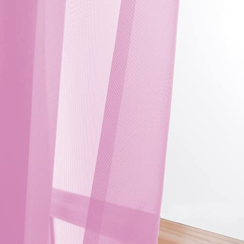 Pink Sheer Curtains 96 Inch Length (Pink / 42"W x 96"L (Pack of 2))