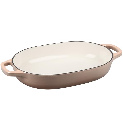 Enameled Cast Iron Oval Dutch Oven Pot with Lid (Mocha / 7 Quart)