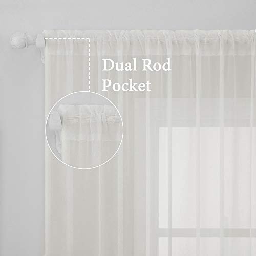 Ivory Window Sheer Curtains 2 Panels Width 38 x Length 45 Inches (Ivory / 38"W x 45"L (Pack of 2))
