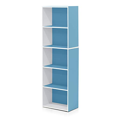LUDER Book Shelf (White/Light Blue / 5-Tier)