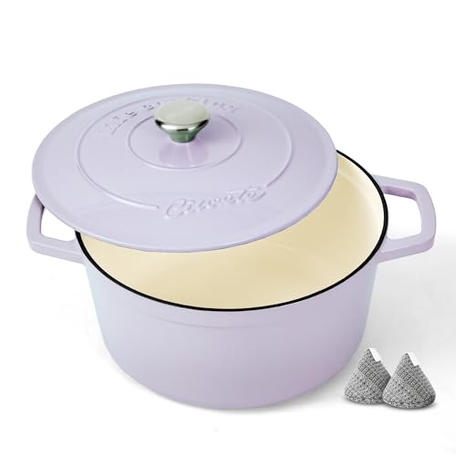 Enameled Cast Iron Dutch Oven Pot (Purple / 4.4 QT)