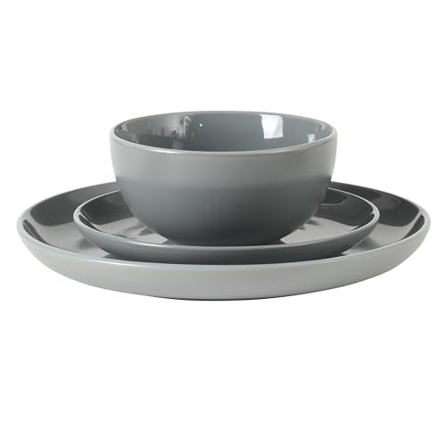 Rockaway 12 Piece Plates and Bowls Matte Outside (Service for 4 (12pcs) / Blue (Rockaway - Matte/Shiny))