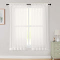 Sheer Ivory Curtains for Bedroom Living Room 63 Inch Length 2 Panels (Ivory / 42"W x 63"L (Pack of 2))