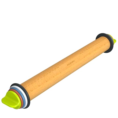 Rolling Pin with 4 Thickness Rings (Rolling Pin)