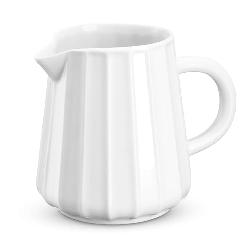 Wave Shaped 2 Pack 5 Oz Classic White Creamer with Handle (White / 5 Ounces;(Set/2))
