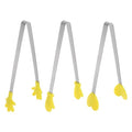 Mini Food Tongs 5.5" Pattern Shape Stainless Steel with Silicon Tips Small Cooking Tongs Kitchen Food Tongs Serving Tongs for Cooking Grilling BBQ Barbecue Kitchen (Yellow)