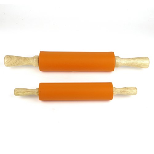Silicone Rolling Pin for Baking Non (Orange / 15 inch)