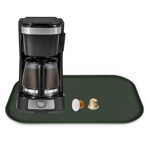 Silicone Coffee Maker Mat with Lip for Countertops 17.4''x10.6'' Dark Green (Dark Olive / 17.4'' x 10.6'')