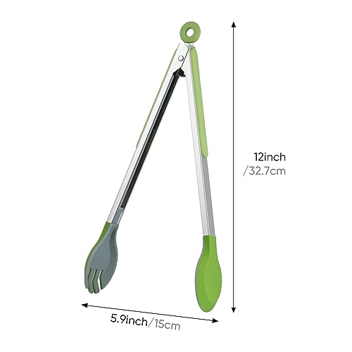 12 Inch Cooking Tongs (Green, 12 Inch)