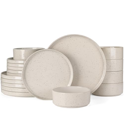 Nebula 18 Piece Stoneware Dinnerware Set (Creamy White with Colorful Speckles / Service for 6 (Standard Dinner Set))