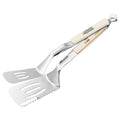 Spatula Tongs (White Handle, Silver Tone)