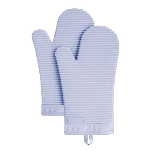 Ribbed Soft Silicone Oven Mitt 2 (7.5"x13" / Lavender Cream)