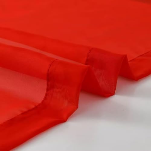 Basic Rod Pocket Sheer Voile Window Curtain Panels White 1 Pair 2 Panels 38 Width 45 Inch Long for Kitchen Bedroom Children Living Room Yard (Red / 38"W x 45"L (Pack of 2))