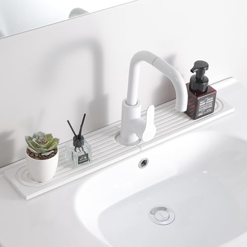 Diatomite Faucet Mat for Kitchen Sink (White · 23.6 x 4 in · Concentric Groove)