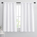 Small Window Curtains 45 inches Length for Kitchen Cafe Bathroom (Pure White / 42"W x 45"L (Pack of 2))
